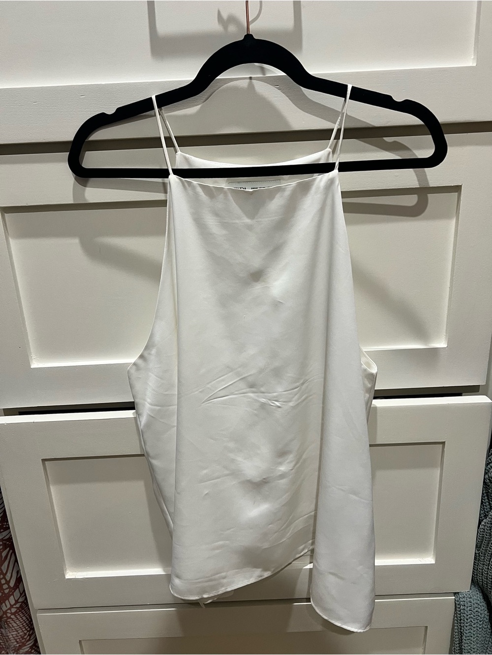 Zara White Satin Spaghetti-Strap Cami